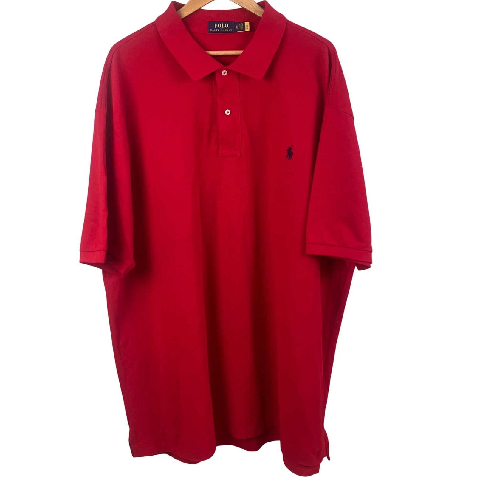 Polo Ralph Lauren Red Short Sleeve Polo Shirt Black Pony Size 3xl Tall Preppy